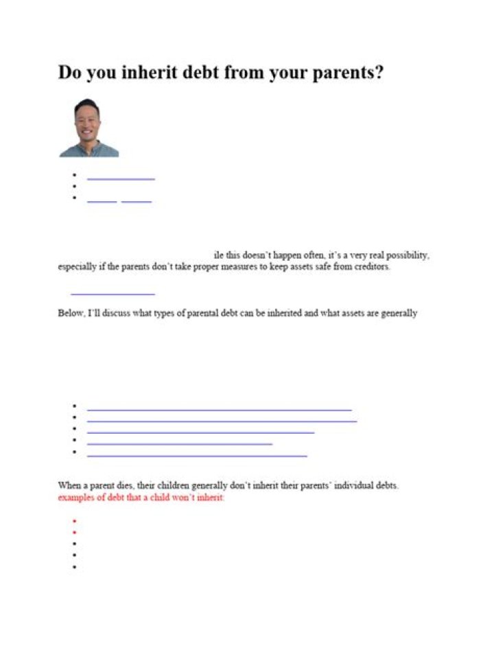 Do you inherit debt from parents?