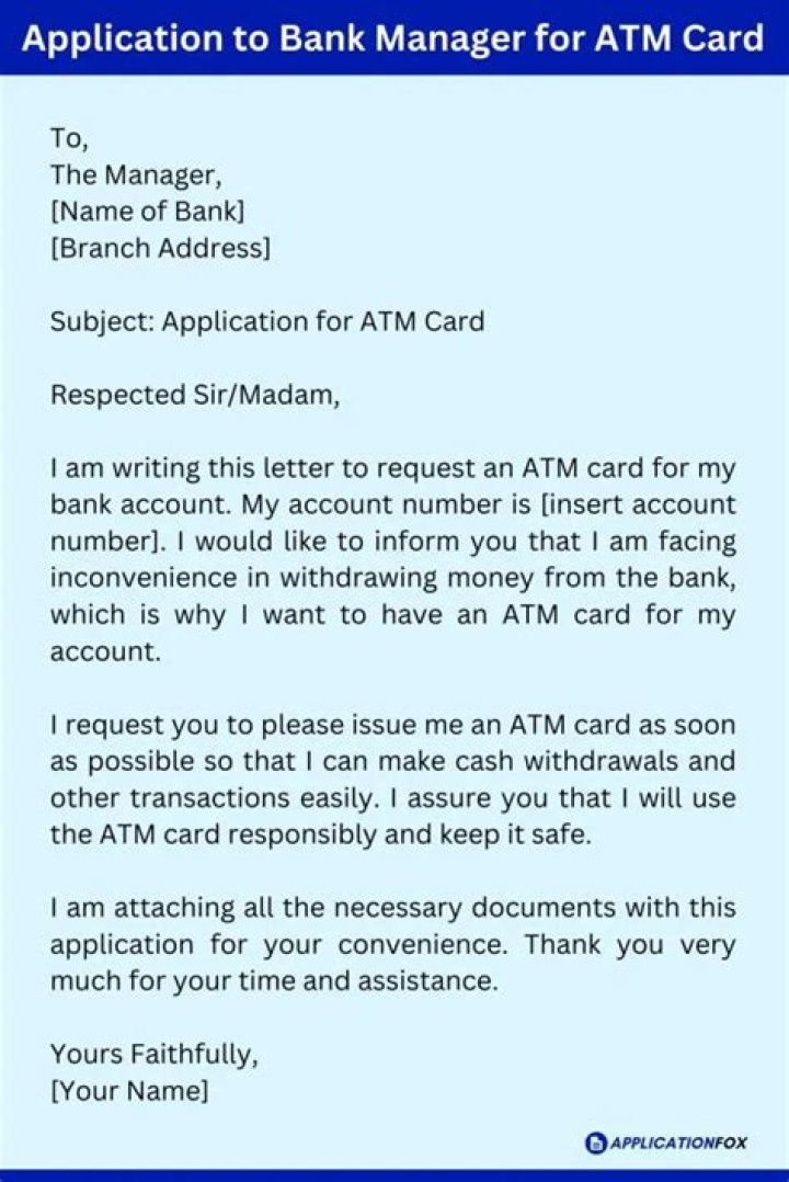 How can I write application for ATM card?