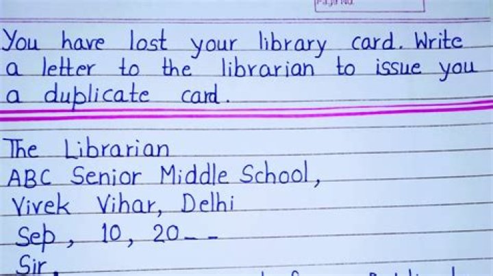 How do you write a letter to a librarian to issue a duplicate card?