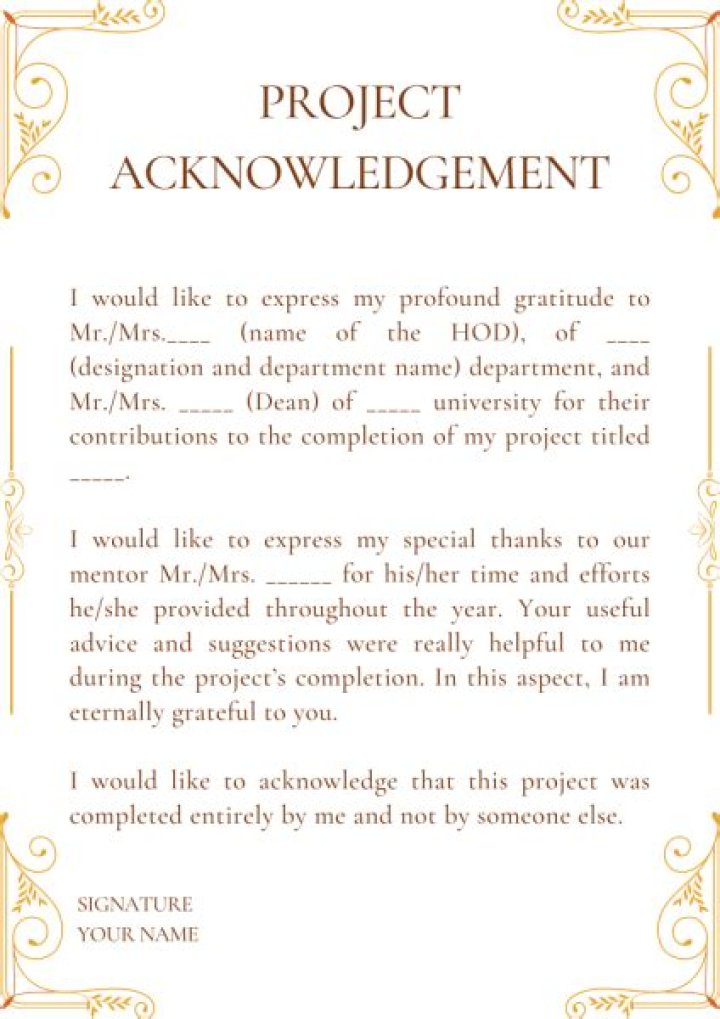 How do you write acknowledgements for chemistry project?