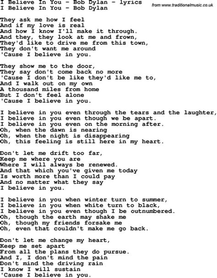 Sinead O’Connor’s
I Believe In You Lyrics