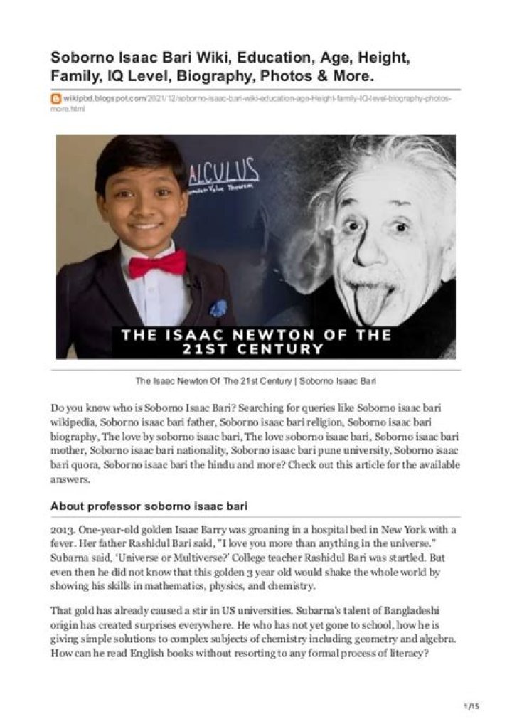 Soborno Isaac Bari Wiki: Who Is Soborno Isaac Bari? Age Family