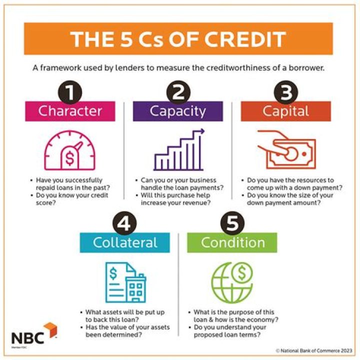 What are the 5 Cs of credit How does a potential lender use them for the new venture?