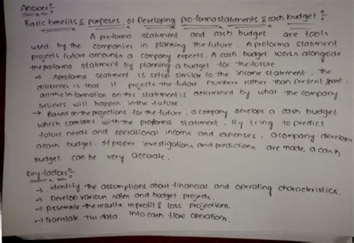 What are the basic benefits and purposes for a company to develop pro forma statements?