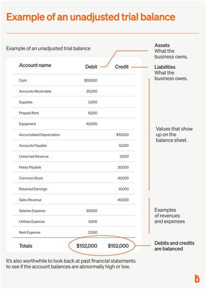 What are the columns in trial balance?
