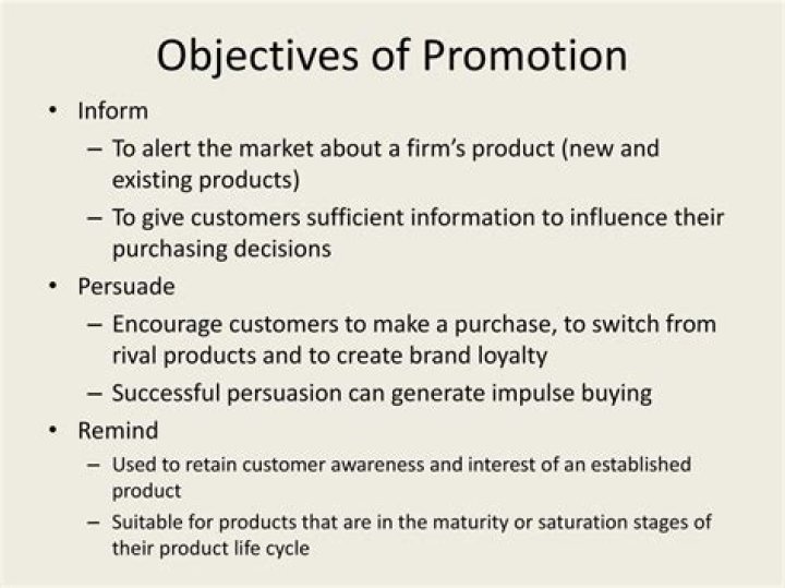 What are the five objectives of promotion?