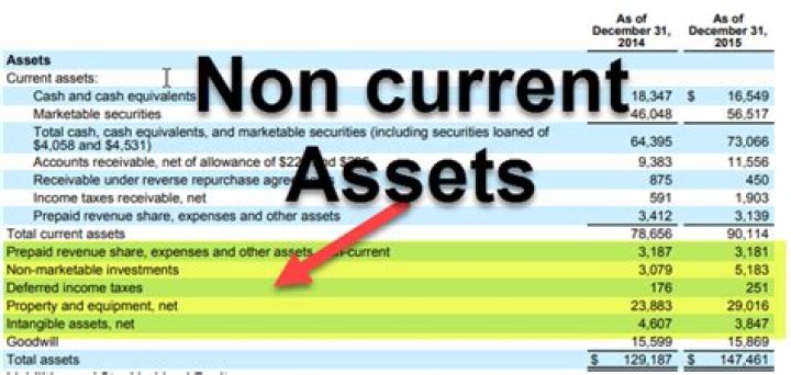 What are the non current assets list?