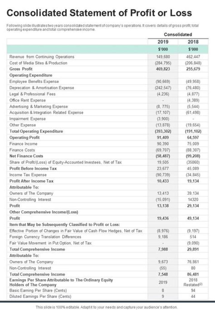 What is consolidated profit and loss?