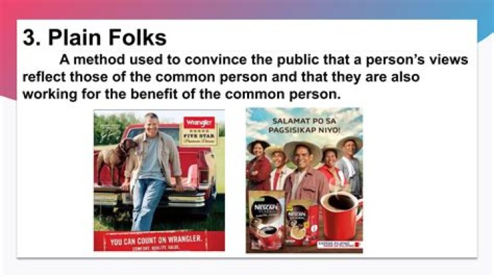 What is plain folks in marketing?