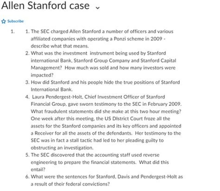 What was Allen Stanford charged with?